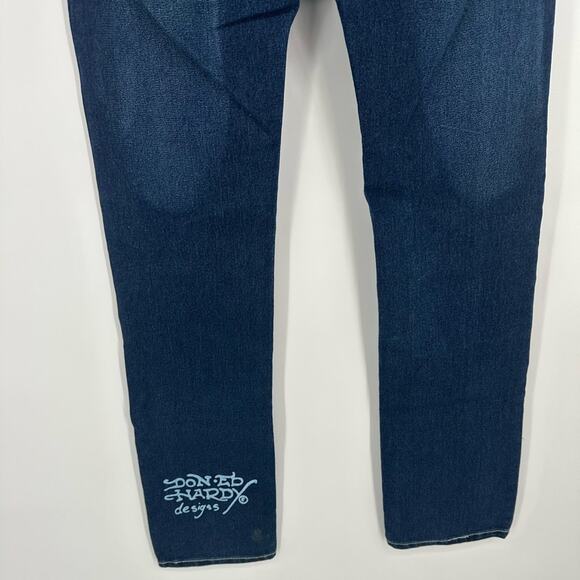 Ed Hardy Jeans Spellout Stretch Beaded Logo Straight Leg 30 Low Rise Y2k Vintage - Picture 8 of 10